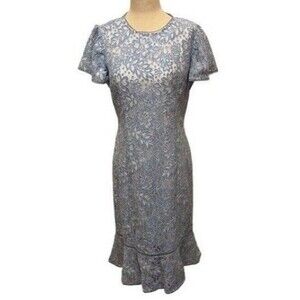NEW LARGE Rachel Parcell Short Sleeve Lace Sheath Midi Dress with Ruffle Hem